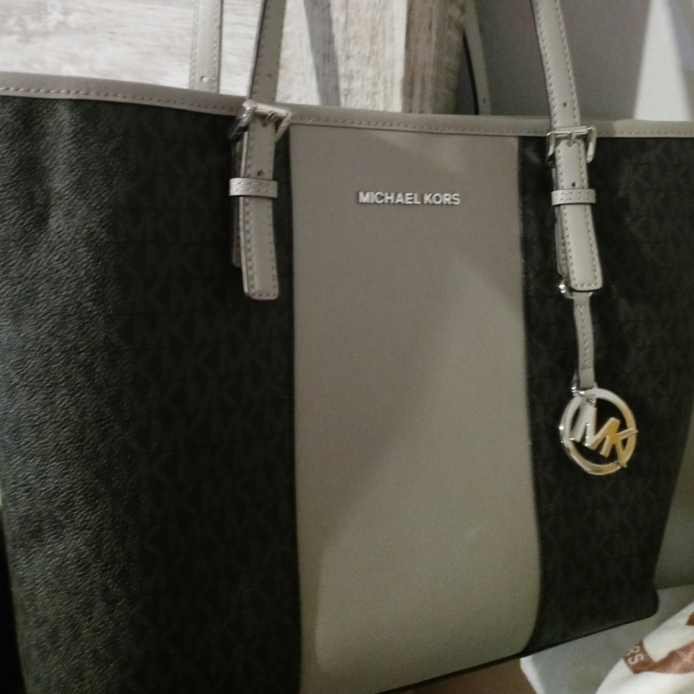 Michael Kors gray and brown purse